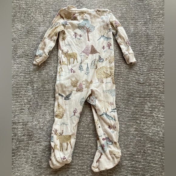 Little Planet Organic Footie PJs 9M Camping Woods Bear Graphic All Over Print - Picture 5 of 5